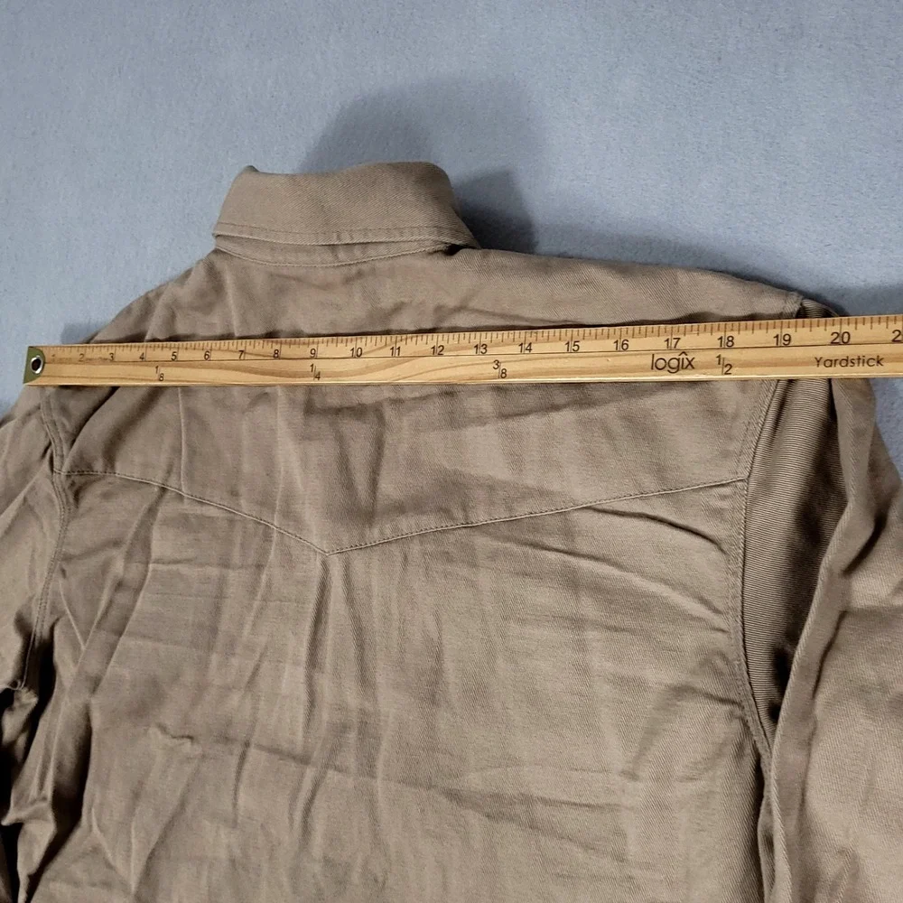 New Rasco FR Work Shirt Men's Small Khaki Western Snap Button Cotton FR1003KH